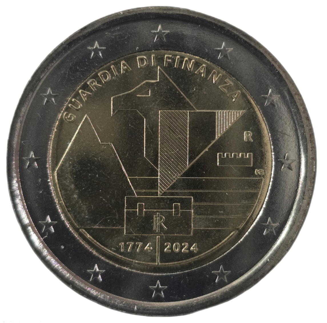 2 euros conmemorativa 250 aniversario de la fundación de la Guardia di Finanza